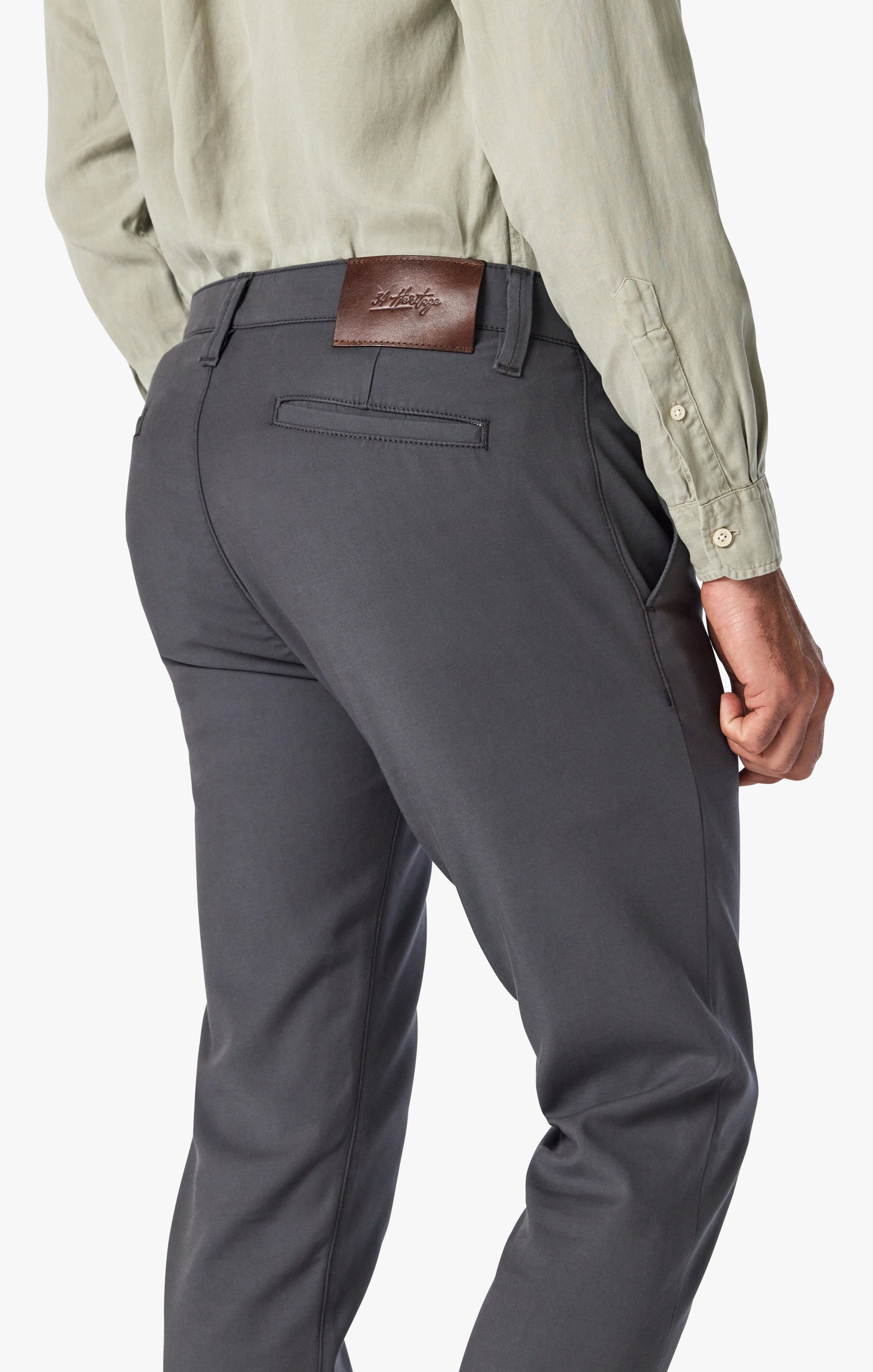 Verona Slim Leg Chino Pants In Iron High-Flyer