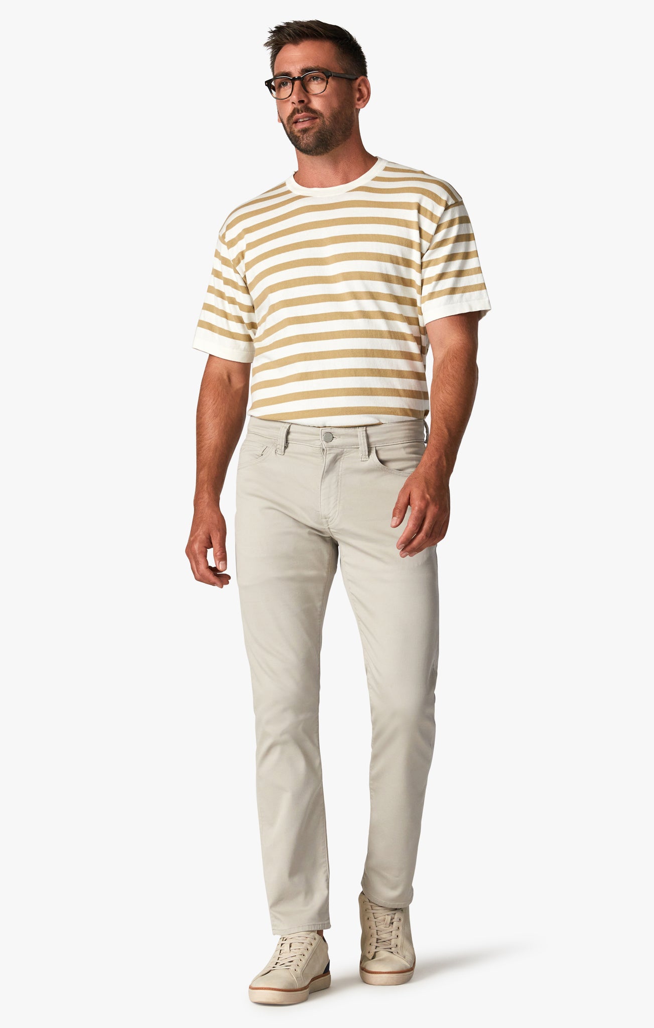 Charisma Relaxed Straight Pants In Oyster Summer Coolmax