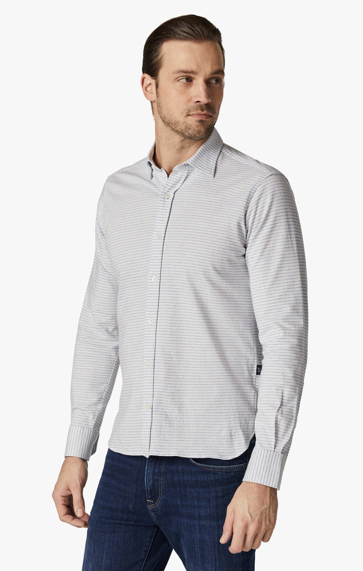 Horizontal Stripe Shirt in Indigo Image 3