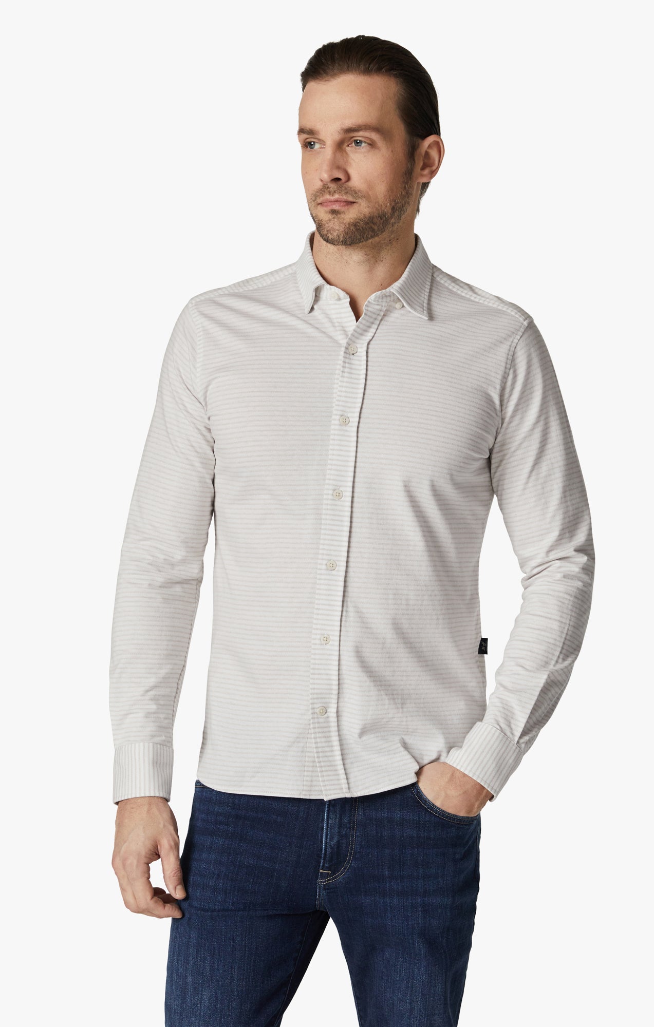 Horizontal Stripe Shirt in Simply Taupe Image 1