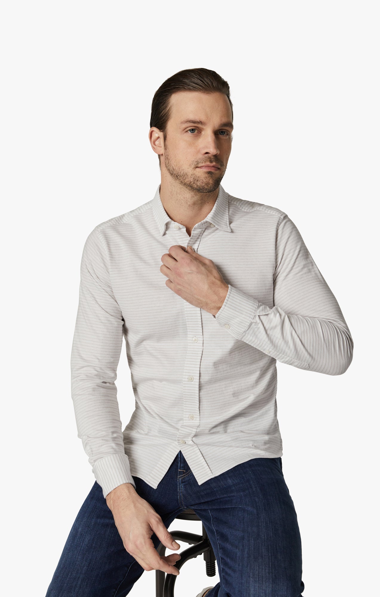 Horizontal Stripe Shirt in Simply Taupe Image 7