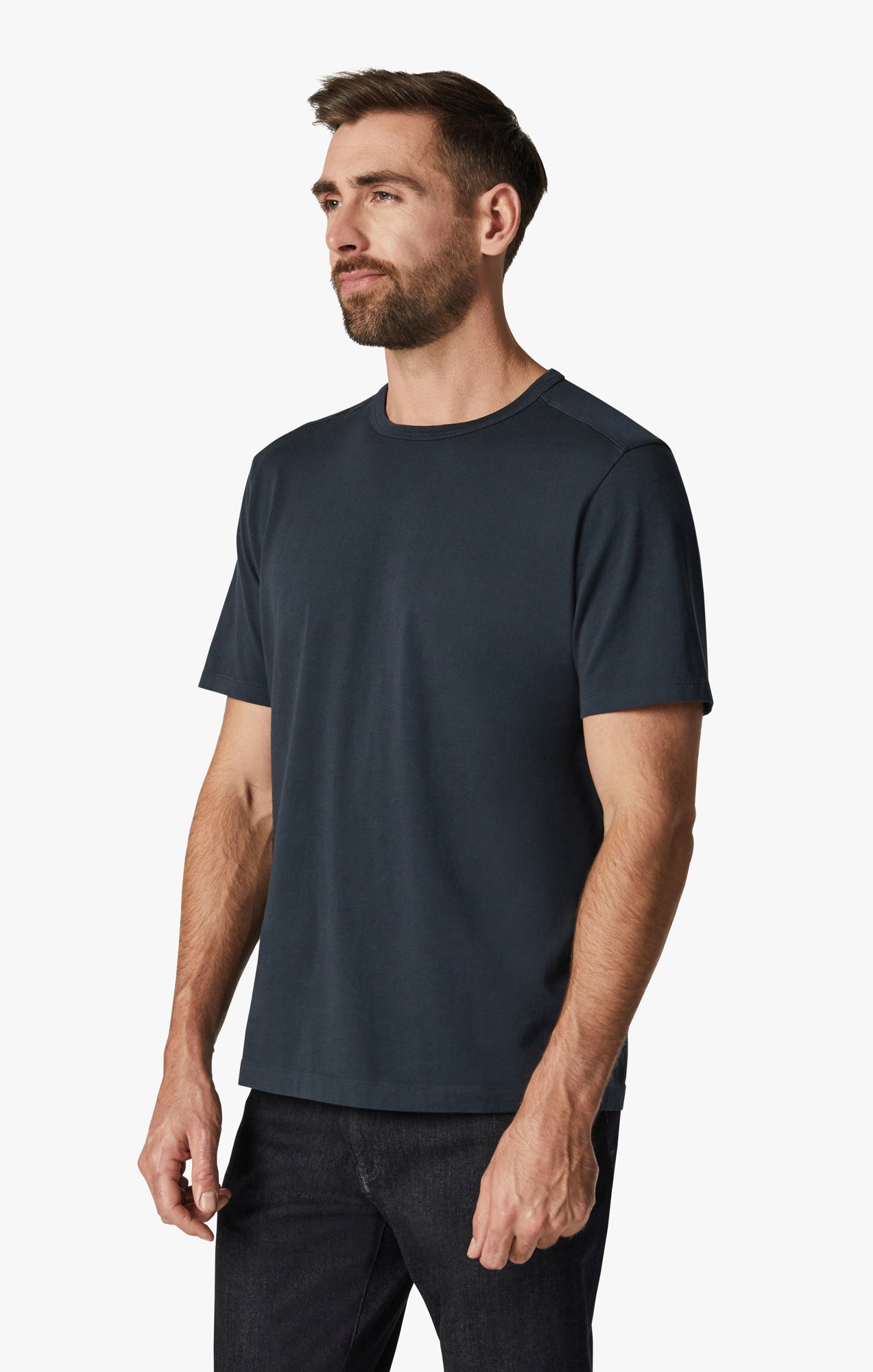 Basic Crew Neck T-Shirt in Blueberry Image 2