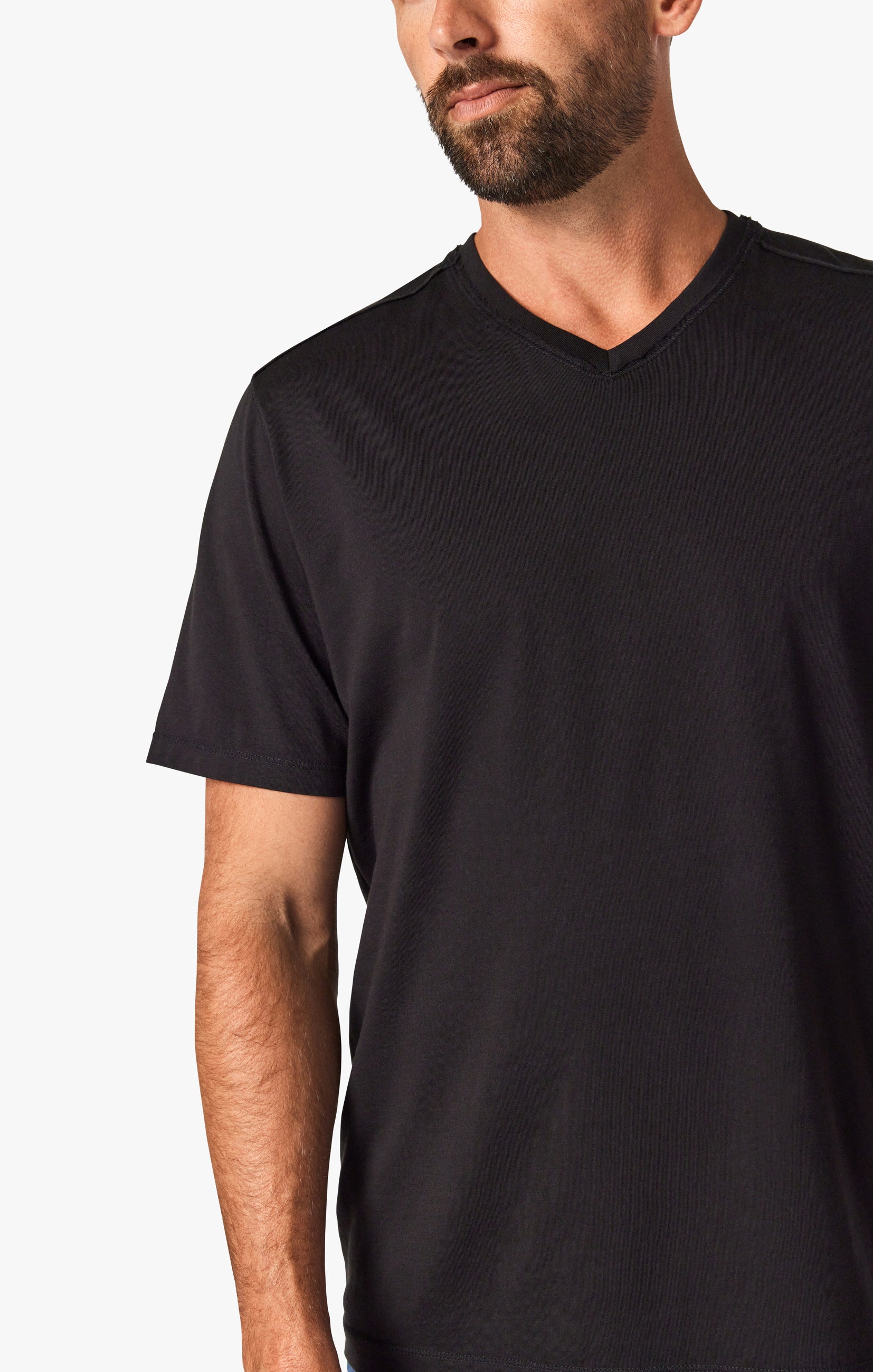 Deconstructed V-Neck T-Shirt in Black Image 5