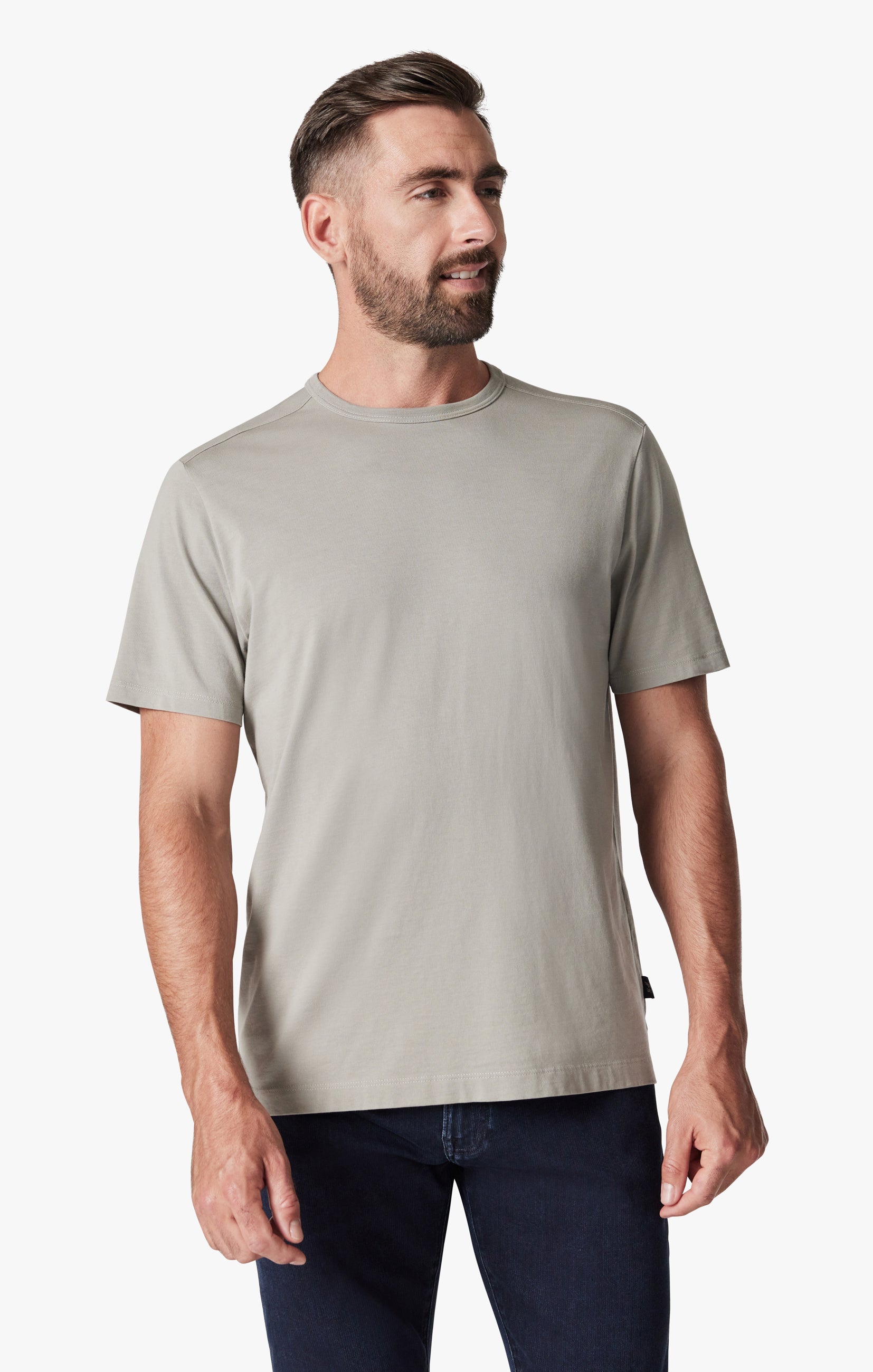 Basic Crew Neck T-Shirt in White Dove Image 2