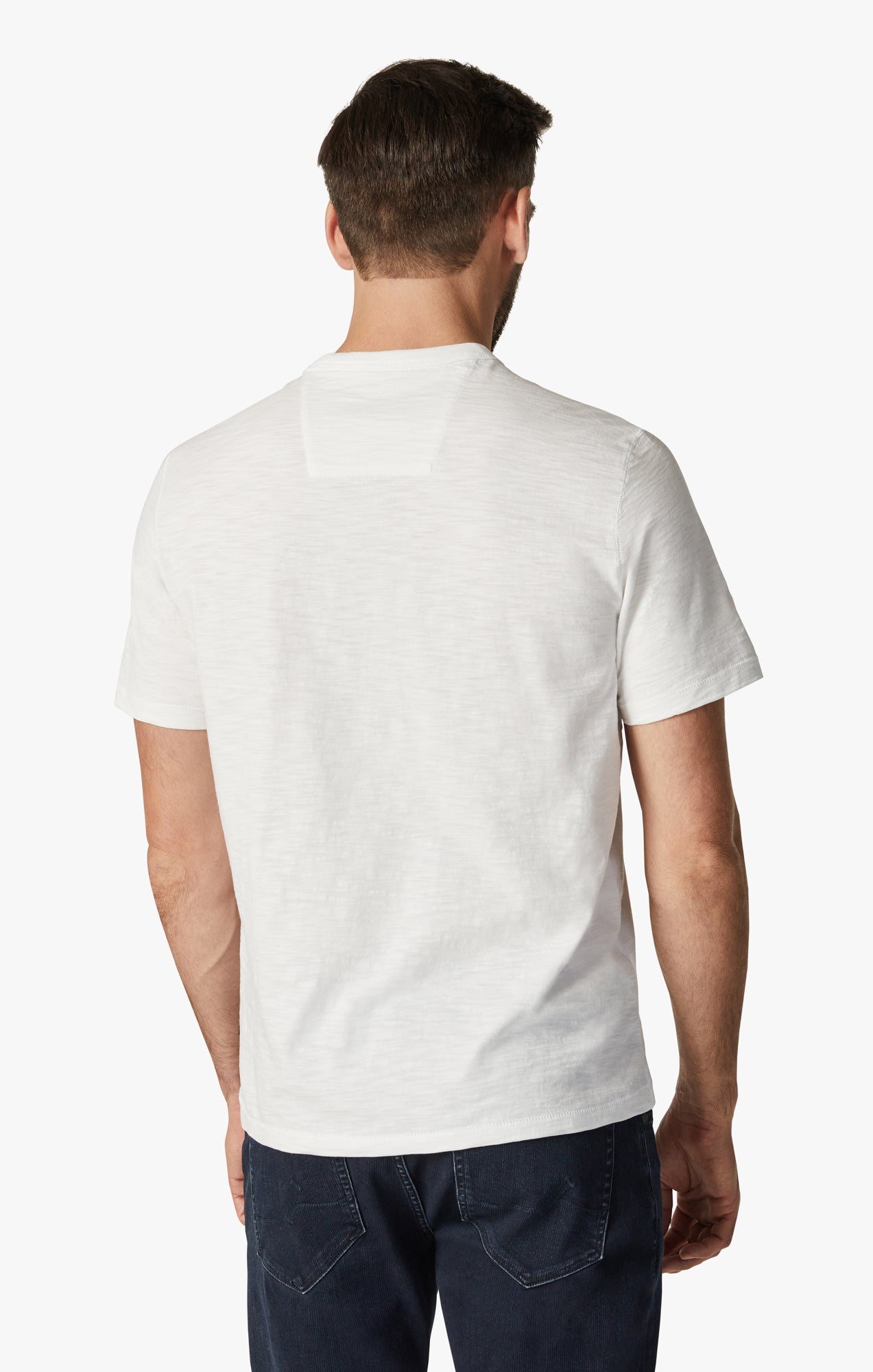 Slub Crew Neck T-Shirt in White Image 7