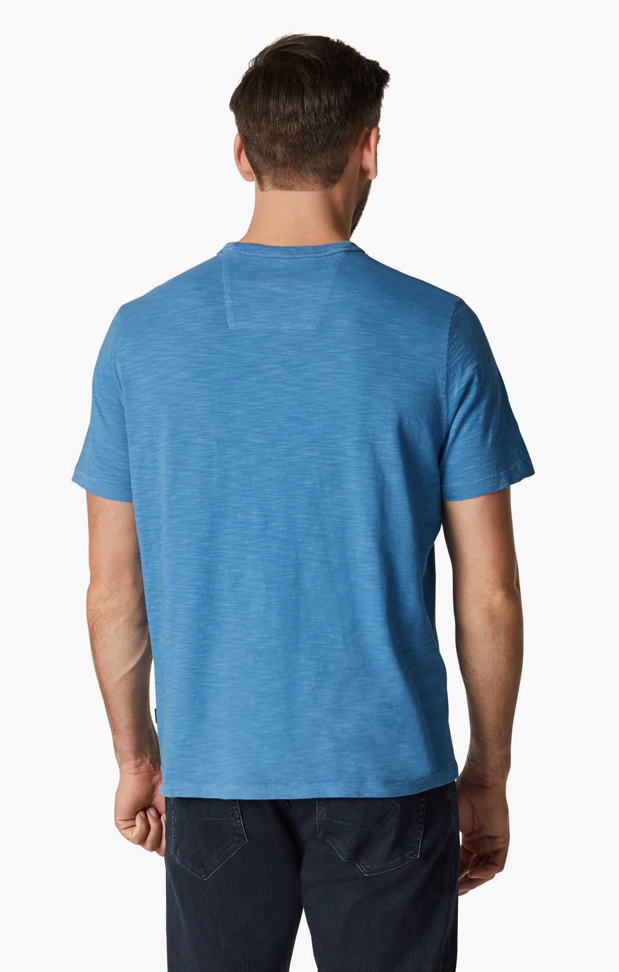 Slub Crew Neck T-Shirt in Vallarta Blue Image 4