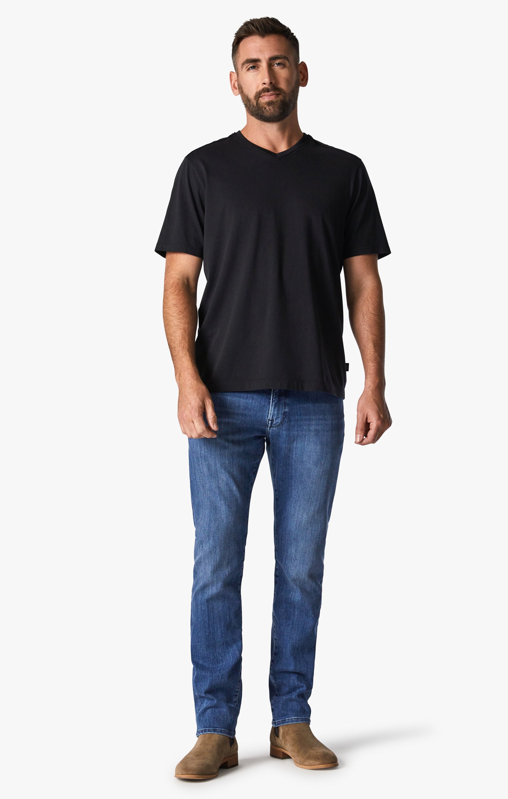 34 Heritage Men's Deconstructed V-Neck T-Shirt in Black