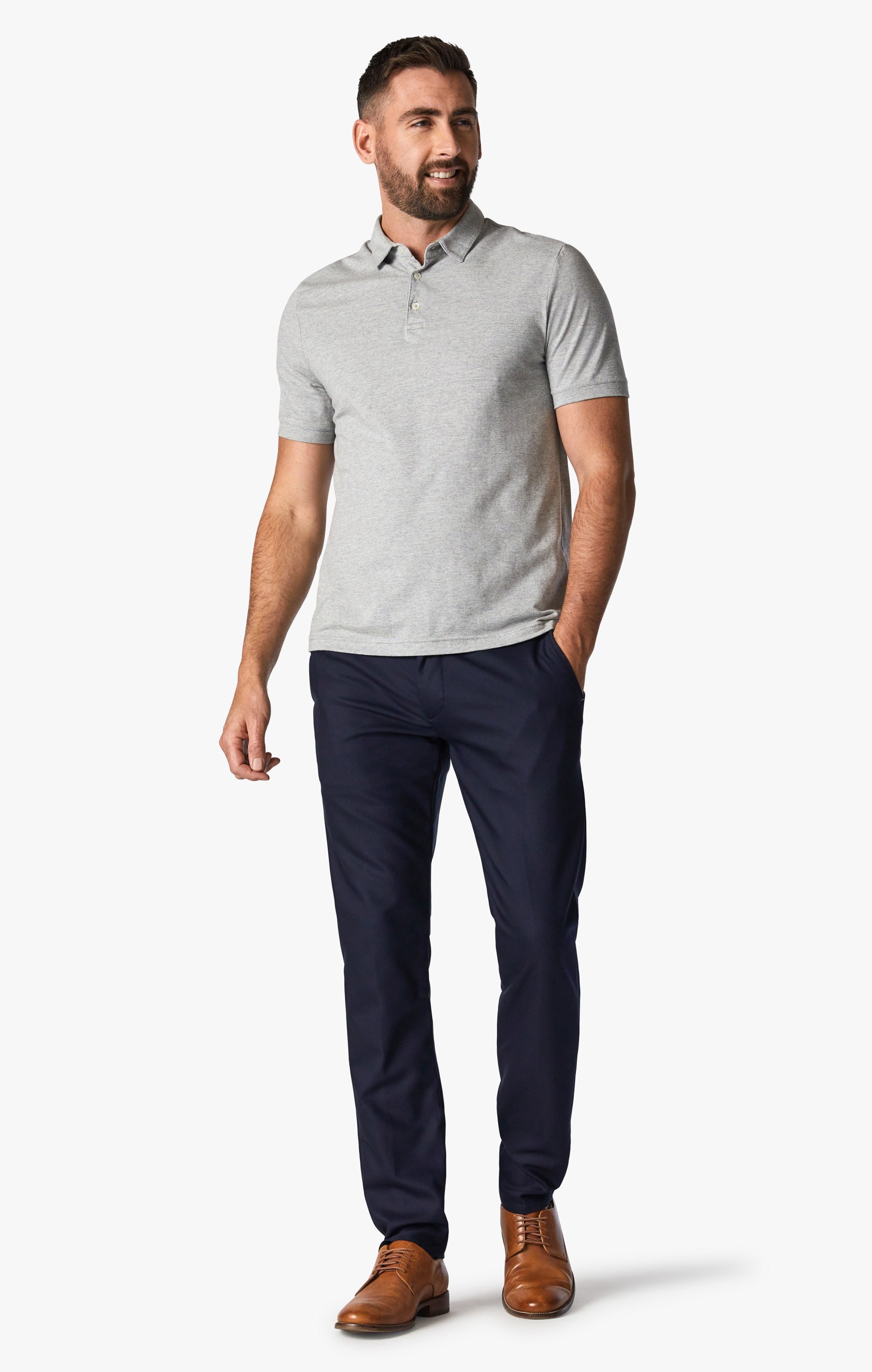 Verona Tailored Chino Pants In Navy High Flyer Image 2