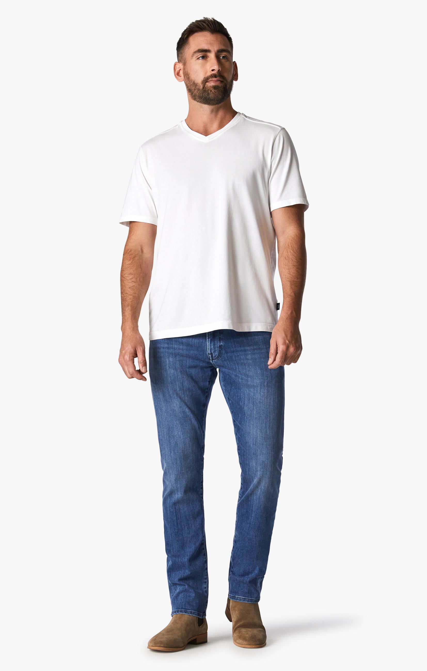 34 Heritage Men's Deconstructed V-Neck T-Shirt in White