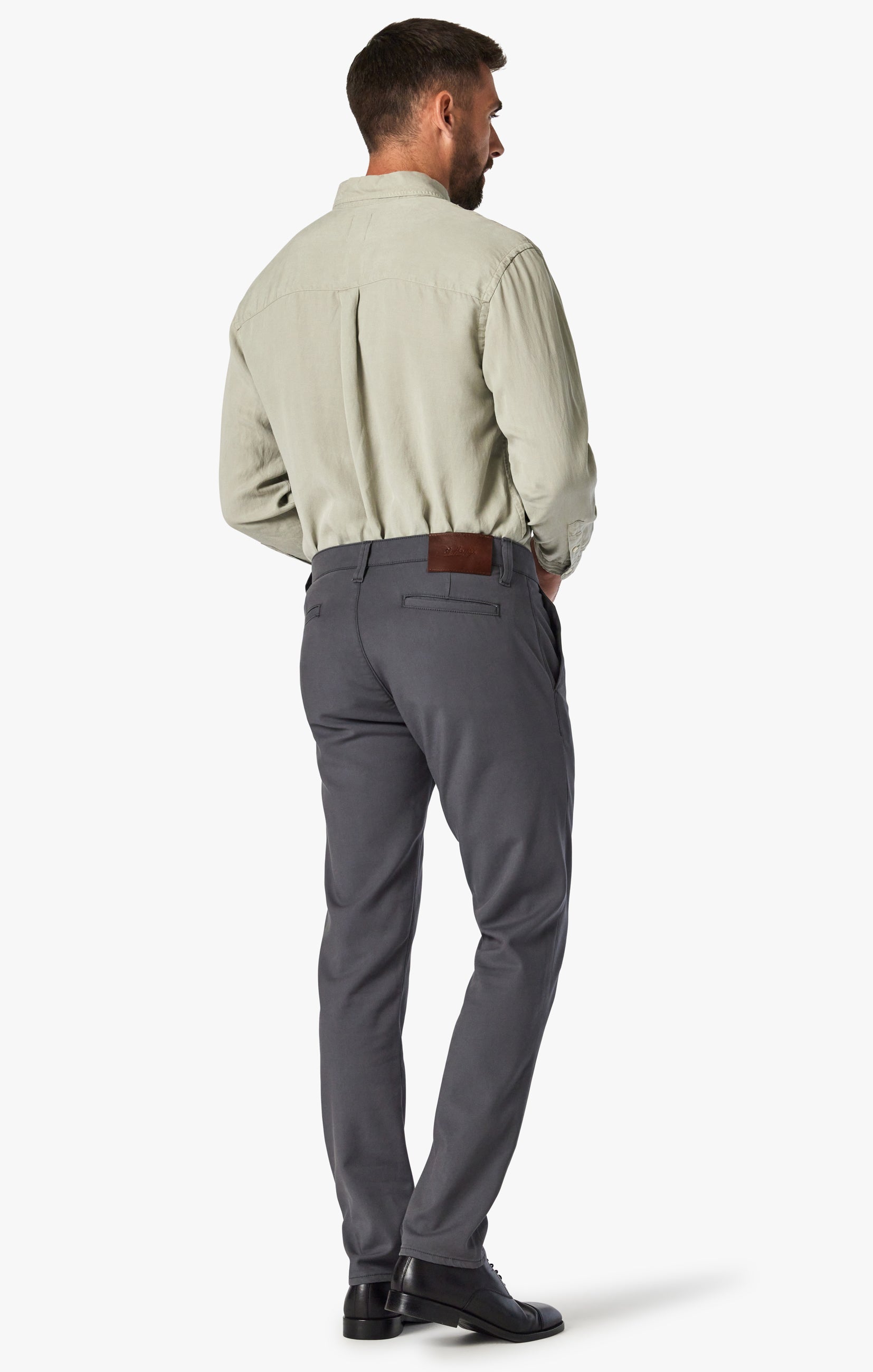 Verona Slim Leg Chino Pants In Iron High-Flyer