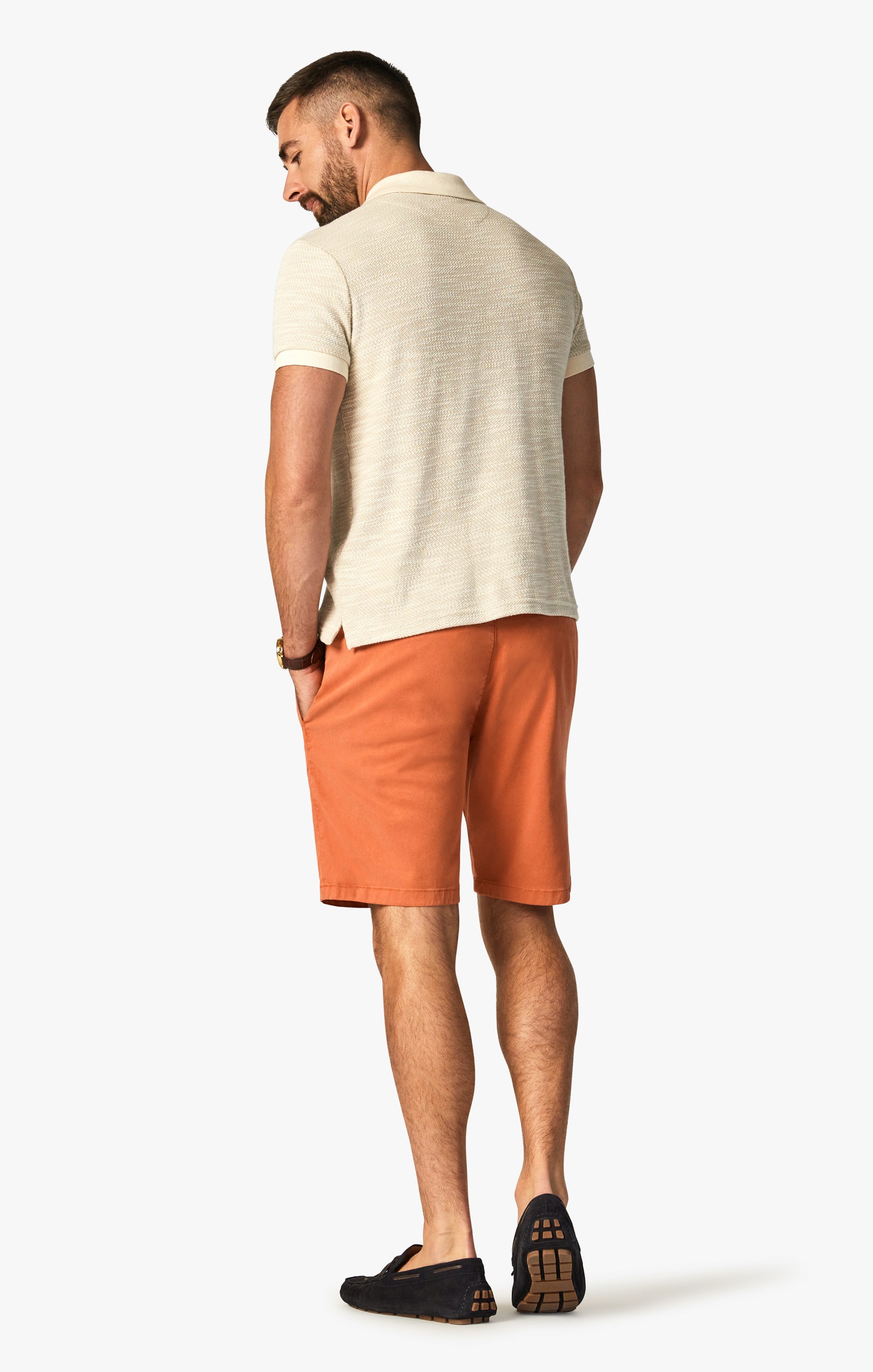 34 Heritage Men's Nevada Shorts In Orange Rust Soft Touch