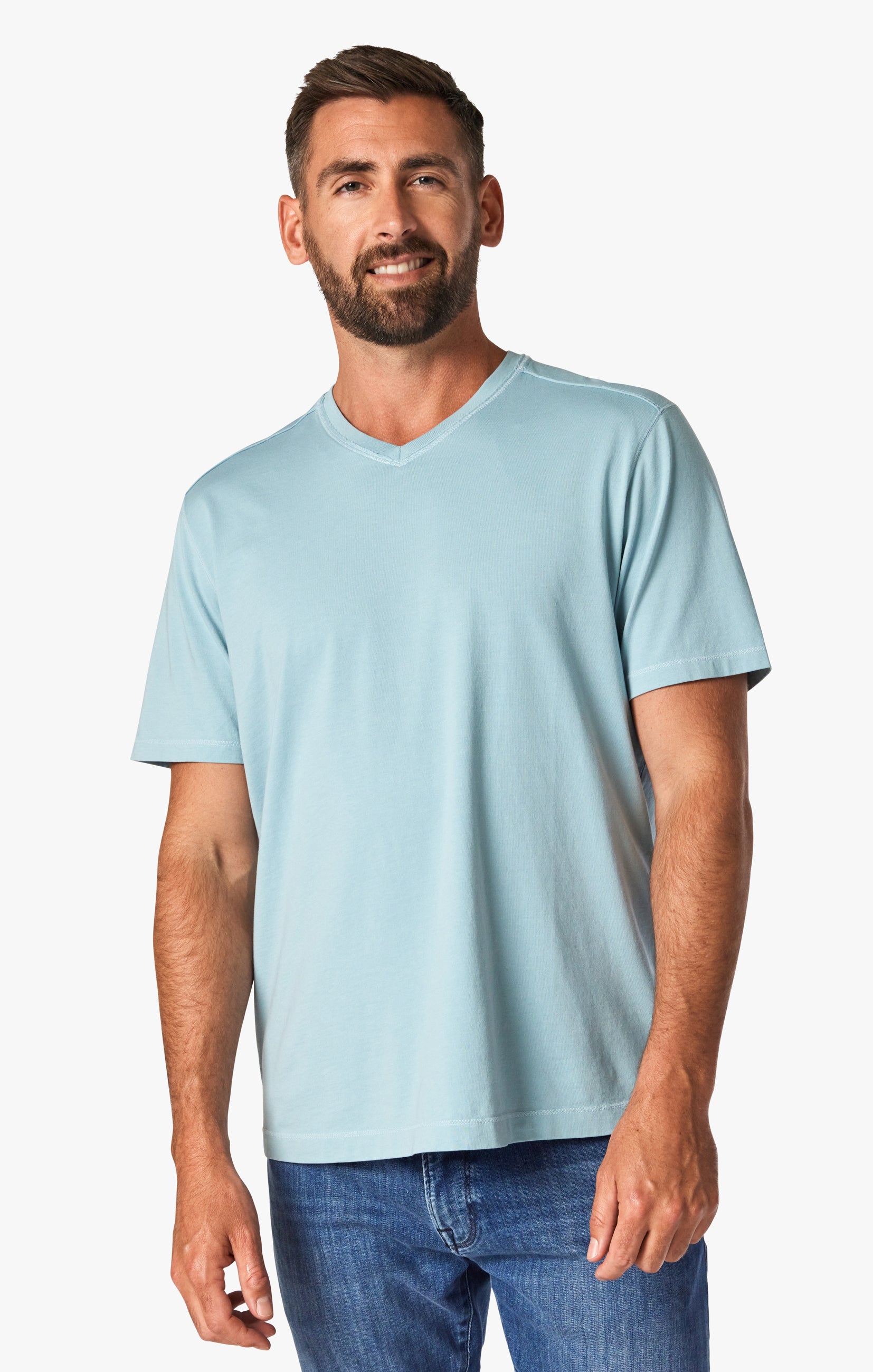 Deconstructed V-Neck T-Shirt in Forget-Me-Not Image 1
