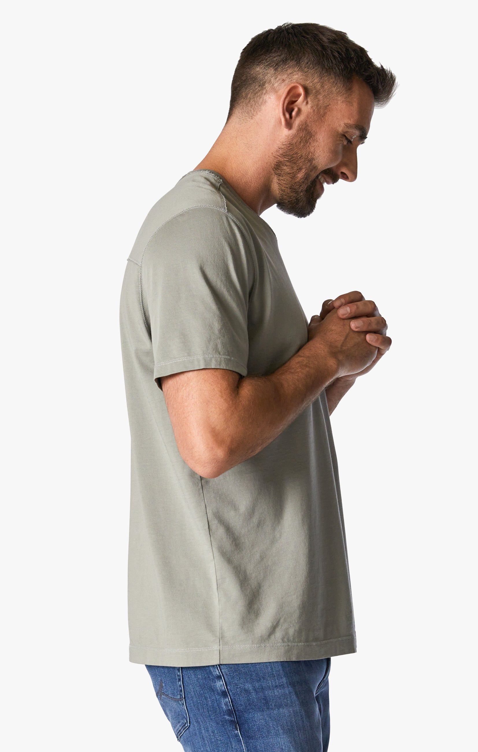 Deconstructed V-Neck T-Shirt in White Dove Image 3